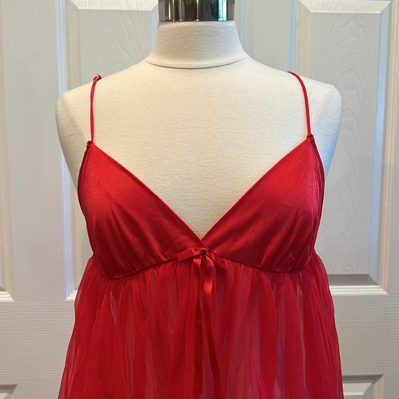 Vintage Adonna 80s Red Chemise Babydoll Nightie - Picture 2 of 9